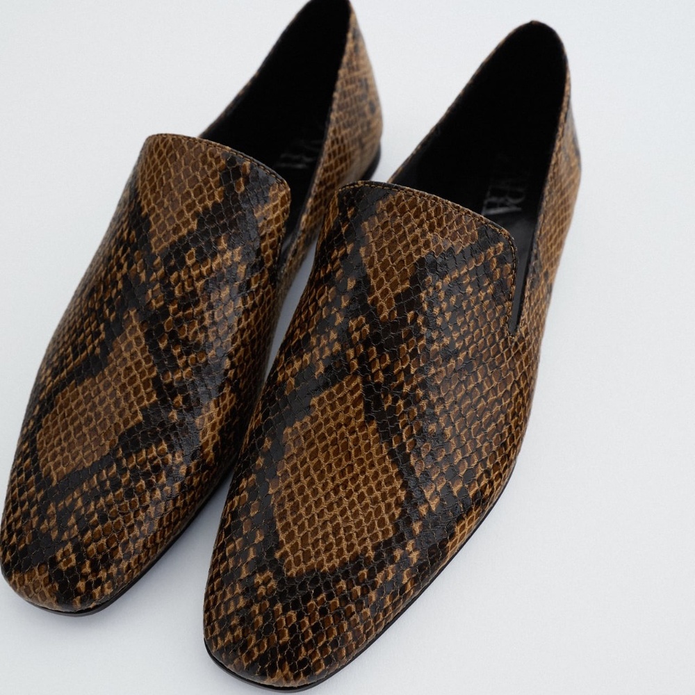 Zara Snake Low Heel Loafers NWT